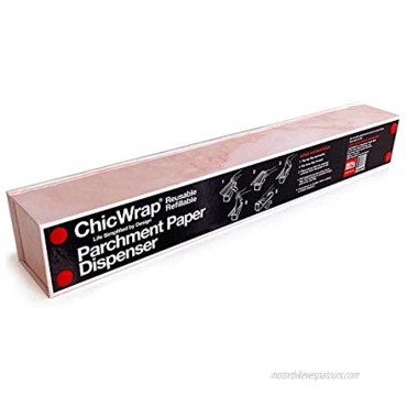 ChicWrap Rose Marble Parchment Paper Dispenser with 15x 33 42 Sq. Ft Roll of Culinary Parchment Paper Reusable Dispenser with Slide Cutter
