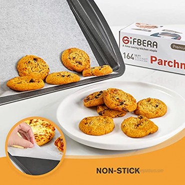 GIFBERA Unbleached Parchment Paper Sheets for Baking 12'' x 164 Feet Roll 164 Sq Ft Chlorine Free Greaseproof Non-stick Finland Imported White