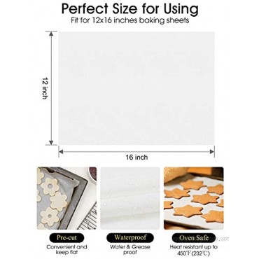 Kootek 200 Pcs Parchment Paper Baking Sheets 12 x 16 Inch Heavy-duty Baking Paper Pre-cut Unbleached Bakery Paper for Cooking Baking Steaming Air Fryer Grilling Roasting Cookies