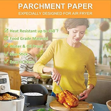 Numola Air Fryer Liners 7.5 Inches 100 pcs Perforated Parchment Paper Compatible with Philips Cozyna Secura NuWave Chefman GoWISE USA BLACK+DECKER COSORI …