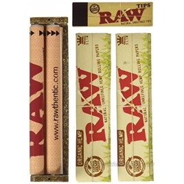 Raw King Size Organic Deal King Size Slim Organic Rolling Papers 110mm Rolling Machine and Wide Filter Tips INCLUDES Black Velvet Pouch