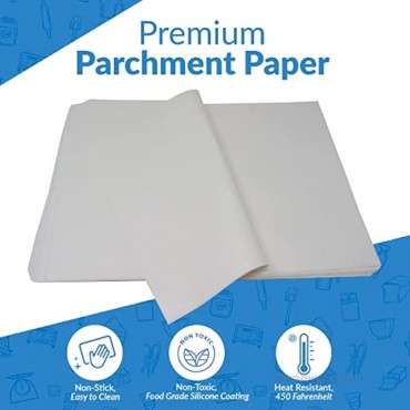 Reli. 500 Pcs Parchment Paper Sheets Bulk | 12x16 in. | White Parchment Sheets Baking Sheet Paper | Non-Stick Pre-Cut Pan Liners | Parchment Paper Sheets for Baking Air Fryer Grilling