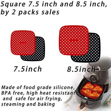 Reusable Air Fryer Liners Silicone Basket Mat Replacement for Parchment Paper Air Fryer Accessories for Cosori Instant NuWave Philips and More Food Safe 2-Pack Square 8.5 inch