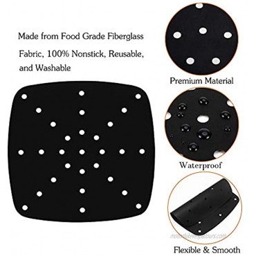 Reusable Square Air Fryer Liners 10 PCS Nonstick 8.5 Inch Air Fryer Liners Mat Air Fryer Perforated Mat Bamboo Steamer Liners for Air Fryer Steaming Basket and More