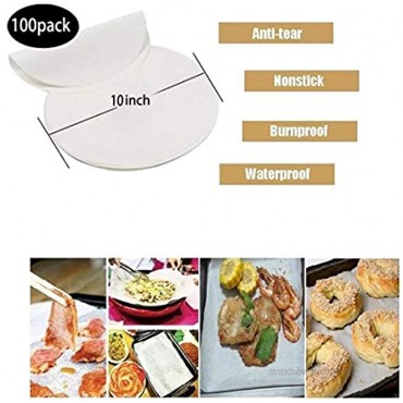 Set of 100 Parchment Paper 10 inch Diameter Round Non-Stick Baking Paper Liners Cake Pans Circle Cookies Cheesecake Deep Dish Pizza
