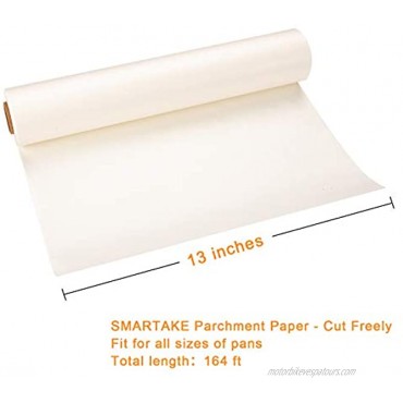 SMARTAKE Parchment Paper 2 Boxes of 13 in × 164 ft 354 Sq. Ft Total Non-Stick Baking Parchment Roll Baking Pan Liner for Kitchen Air Fryer Steamer Cooking Bread Cookies and More White