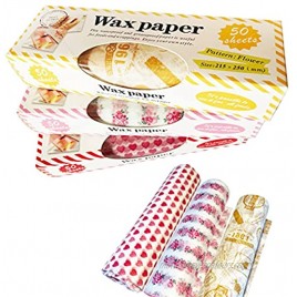 Suiwen 3-Pack 150pcs Wax Paper Food Picnic Paper Greaseproof Paper ,Waterproof Dry Hamburger Paper Liners Wrapping Tissue for Plastic Food Basket Rose Heart Stamp Pattern