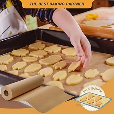 Unbleanched Parchment Paper for Baking 15 in x 200 ft 250 Sq.Ft Baking Paper Non-Stick Parchment Paper Roll for Baking Cooking Grilling Air Fryer and Steaming