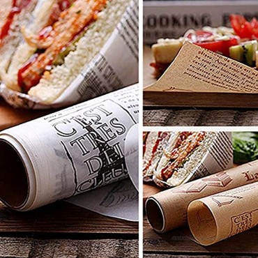 YANTIN Sandwich Wrap Paper Parchment Paper Grease Paper Cookie Cooking Tool for Bread Burger FoodBrown