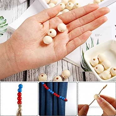 6 Pieces 7 Inch Wooden Mini Rolling Pins with 50 Pieces Wooden Beads Kids Size Wooden Handle Rolling Pin for Scrapbook Projects Miniatures Doll Houses and Crafts