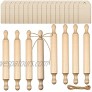 8 Pieces 7 Inch Wooden Mini Rolling Pin with 20 Pieces Wooden Crafting Tags Kids Size Wooden Handle Rolling Pin for Scrapbook Projects Miniatures Doll Houses and Crafts by Woodpeckers
