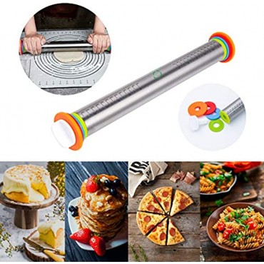Adjustable Rolling Pin and Pastry Baking Mat Set Stainless Steel Rolling Pins with Adjustable Thickness Rings for Baking Fondant Pizza Pie Pastry Pasta Cookies