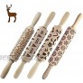 Christmas Wooden 3D Rolling Pins embossed Embossing Rolling Pin with Engraved Christmas Themed Symbols for Baking Embossed Cookies,Rolling Pin Kitchen Tool14 in
