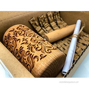 Engraved Mini Rolling Pin with Pattern for Embossed Cookies FOLK DECORATIVE