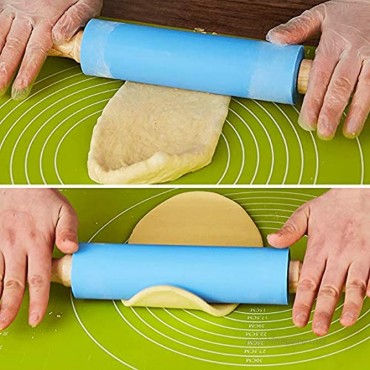 Faxco 4 Pack Mini Rolling Pin for Kids 9 Inch Wooden Handle Rolling Pin Non-Stick Silicone Rolling Pins for Children Cake Baking