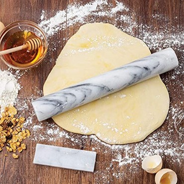 Fox Run French Marble 11 Rolling Pin with Base 3 x 13 x 3 inches White
