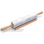 Fox Run Polished Marble Rolling Pin with Wooden Cradle 10-Inch Barrel White