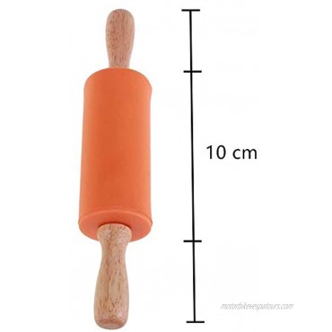 Koogel Mini Rolling Pin 2 Pack Wooden Handle Rolling Pin Non-Stick Silicone Rolling Pins for Home Kitchen Children Cake 9 Inch