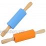 Koogel Mini Rolling Pin 2 Pack Wooden Handle Rolling Pin Non-Stick Silicone Rolling Pins for Home Kitchen Children Cake 9 Inch