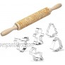 Paisley Embossed Rolling Pin for Cookies EUUPS Wooden 3D Christmas Engraved Embossing Rolling Pin with 5 Christmas Cookie Cutters for Baking Snowflake Flower Pattern Rolling Pin DIY Kitchen Tool