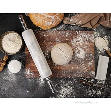 RADICALn Rolling Pin 18 Inches White Handmade Marble Chef Rolling Pins for Baking with Holder French Rolling Pin for Fondant Dough Pizza Commercial Roti Maker Fondant Tools Kitchen Accessories