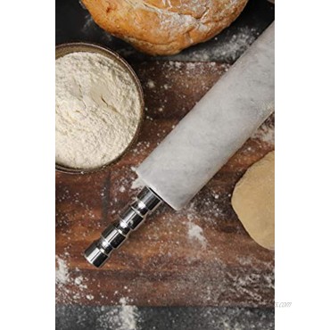 RADICALn Rolling Pin 18 Inches White Handmade Marble Chef Rolling Pins for Baking with Holder French Rolling Pin for Fondant Dough Pizza Commercial Roti Maker Fondant Tools Kitchen Accessories