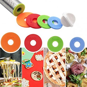 Rolling Pin and Silicone Baking Pastry Mat Set Stainless Steel Dough Roller Rolling Pins with Adjustable Thickness Rings for Baking Dough Pizza Pie Pastries Pasta Cookies