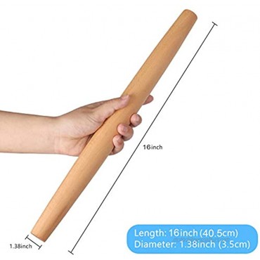 Rolling Pin Dough Roller Wood Rolling Pin for Baking 16 Inch by 1-3 8 Inch Professional French Rolling Pins for Baking Pizza Clay Pasta Cookies Dumpling