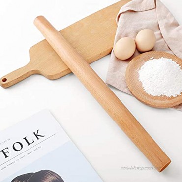 Rolling Pin QUELLANCE Wood French Roller Pin with Silicone Baking Mat Beech Wood Dough Roller for Baking Dough Pizza Pie Pastries Pasta and Cookies