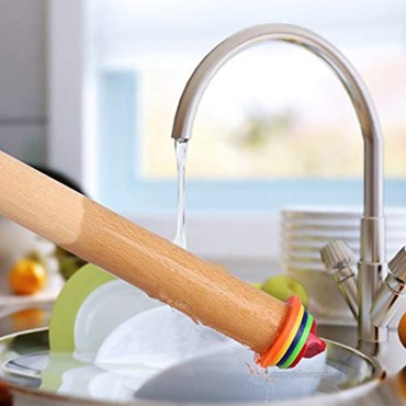 Rolling Pin Wood Rolling Pin with Removable Thickness Rings Beech Wood Rolling Pin Adjustable for Baking Pizza Pastries Cookies colorful