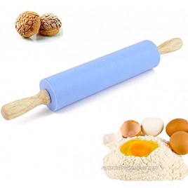 Silicone Rolling Pin 15 inch Non Stick Surface Wooden Handle Roller for Pizza Cookies Pie Crust Kitchen Baking Equipment Perfect Gifts for Bakers