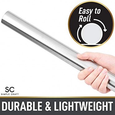 Simple Craft Premium 16” Rolling Pin Smooth Tapered Professional French Rolling Pin Stainless Steel Rolling Pin For Making Cookies Pastries Pizza Pies and Pastas