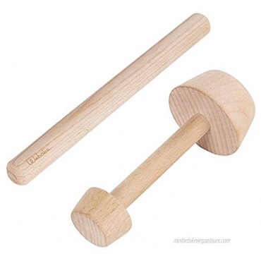 Webake Wood Rolling Pin and Tart Tamper Set,12 Inch Dough Roller for Baking Pie Shell Cookies Pasta Ravioli and Pastry
