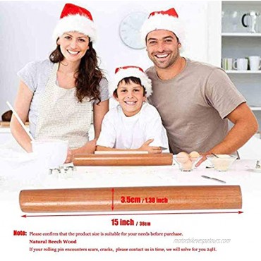 Wooden Rolling Pin for Baking Pizza making Professional Dough Roller Rolling Pins Wood 15-3 4-Inch by 1-1 4 Inch Beech Wood for Baking Pizza Clay pasta Cookies Roller Pins Baking Rolling Pin