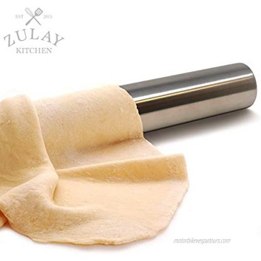 Zulay Professional French Rolling Pin for Baking 16 inch Top-Grade Stainless Steel Light Weight Easy to Roll Design | Metal Rolling Pin & Fondant Rolling Pin for Pie Crust Cookie Pizza Dough