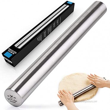 Zulay Professional French Rolling Pin for Baking 16 inch Top-Grade Stainless Steel Light Weight Easy to Roll Design | Metal Rolling Pin & Fondant Rolling Pin for Pie Crust Cookie Pizza Dough