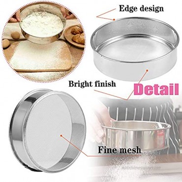 2 PCS Flour Sifter 6 Inch and 8 Inch Stainless Steel Round Flour Sifter,60 Mesh Sieve Fine Mesh for Baking Straining Powdering