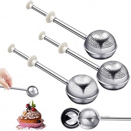 3 Pieces Powdered Sugar Shaker Duster 2 Different Holes Small and Big Hole Flour Dispenser Shaker with Spring-operated Handle Stainless Steel One-Handed Operation Shaker Duster White Handle
