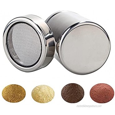 AKOAK 2 Pcs Stainless Steel Fine Mesh Sugar Maker with Lid Granulated Sugar Sifter Cinnamon Cocoa Chocolate Coffee Sifter with Lid for Home Kitchen Baking and Cooking Supplies