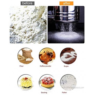 Buwico Semi-automatic Stainless Steel Flour Sieve with Measurement Scale Handheld Powder Flour Mesh Sifter Kitchen Baking Tool
