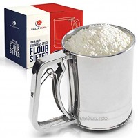Calle Luna Flour Sifter – Premium Stainless Steel Flour Sifter for Baking – Four Cup Baking Sifter with Spring Action Handle – Double Mesh Sifter for Flour Powdered Sugar Baking Powder