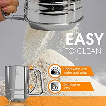 Cook Army Flour Sifter For Baking 3 Cup Flour Sifter Stainless Steel Powdered Sugar Sifter Double-layer Flour Sieve Great Baking Sifter and Flour Strainer For all Baking Flour and Powdered sugar