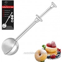 Didhand Powdered Sugar Shaker Duster Flour Sifter with Spring-operated Handle Dusting Wand for Baking,Silver