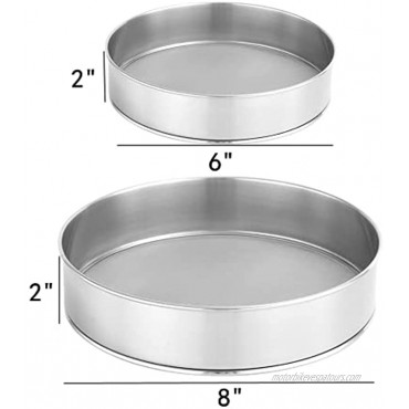 Flour Sieve 6-Inch 8-Inch Sieves Fine Mesh Strainer Set of 2 Stainless Steel Sifter Round Flour Sieve for Bake Decorate Cakes Pies Pastries Cupcakes