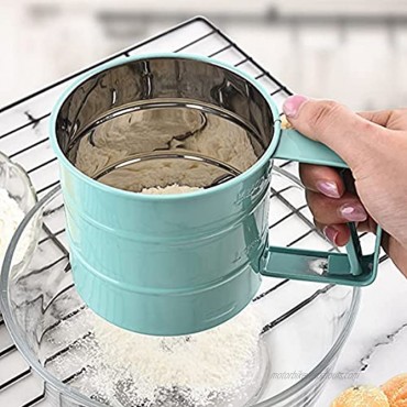 Flour sieve stainless steel material manufacturing,Coffee Sieve Cup,Semi Automatic 2 Cup Sifter for Baking | Fine Mesh Pastry Sieve CupBLUE