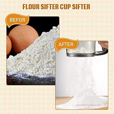 Flour Sifter Cup Sifter Flour Sieve with Hand Press Design Portable 3 Cup Capacity Sifter for Baking Cooking Sugar Flour and Coffee Powder