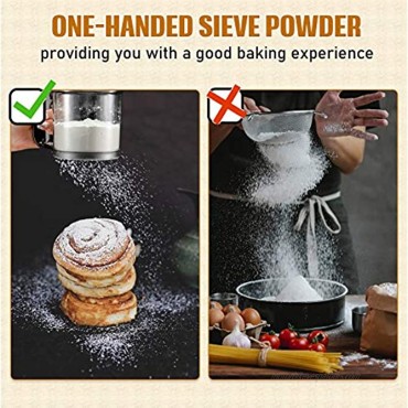 Flour Sifter Cup Sifter Flour Sieve with Hand Press Design Portable 3 Cup Capacity Sifter for Baking Cooking Sugar Flour and Coffee Powder