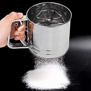 Flour Sifter Stainless Steel Double Layer Manual Sieve Large Capacity Strainer Double-Layer Screen Design Kitchen Cooking Baking Tool