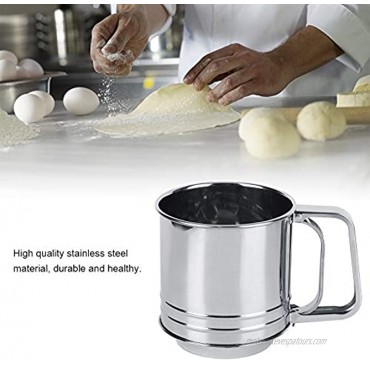 Flour Sifter Stainless Steel Handheld Manual Flour Sifter Sieve Strainer Non-Slip Handle Kitchen Baking Tool Rotating Sheet Design
