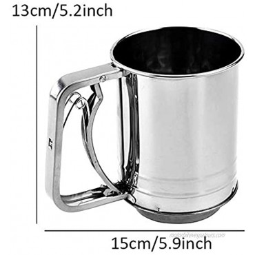 FUNG Flour Sieve Flour Sifter Hand Crank Flour Sifter Handheld Stainless Steel Mesh Cup Sugar Sieve for Bakeware Baking Pastry Tool